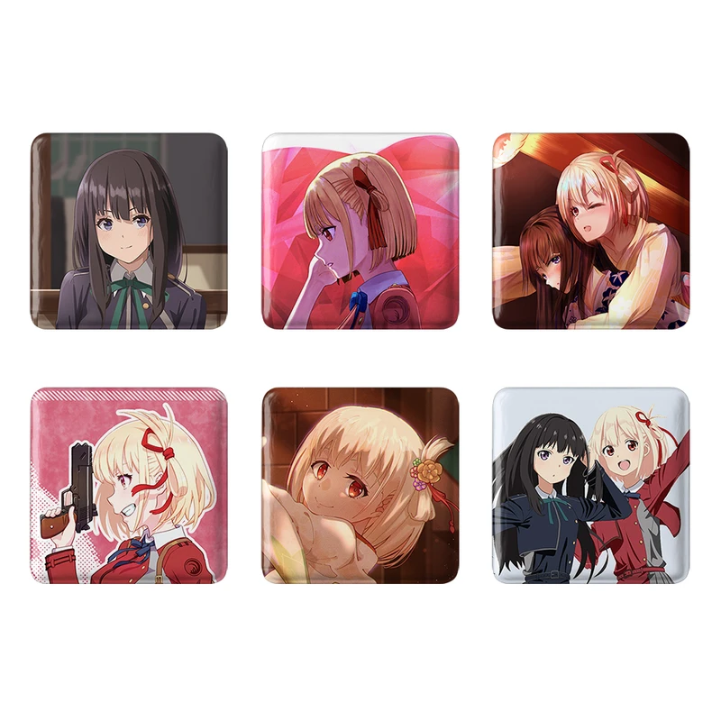 مگنت خندالو طرح انیمه لیکوریس ریکویل Lycoris Recoil کد 1424B مجموعه 6 عددی