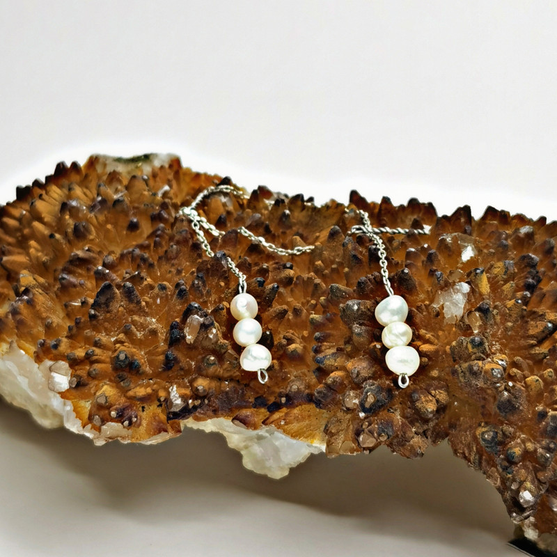 گوشواره نقره زنانه مدل بخیه مروارید Go10