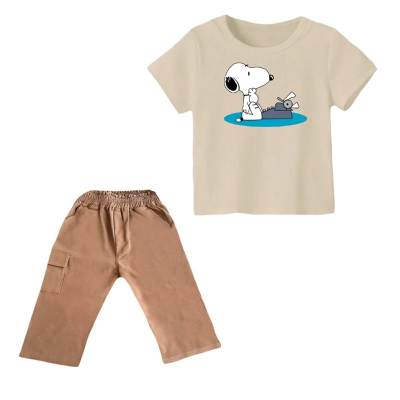 ست تی شرت و شلوارک پسرانه مدل اسنوپی کد ۴۵