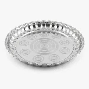  سینی بدونه دسته مدل لب پر  جنس استیل کد 35 سایز 30*30 سانتی متر