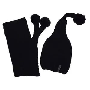 ست کلاه و شال گردن بافتنی بچگانه تارتن مدل 70012 رنگ مشکی