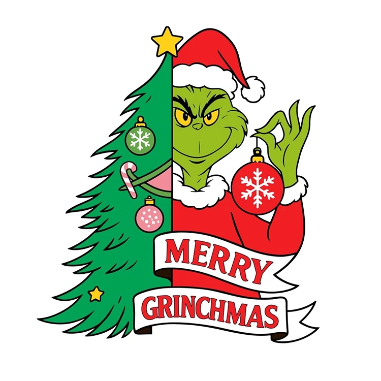 استیکر پارچه و لباس پاد آفرین مدل کریسمس طرح انیمیشن گرینچ کد S3055