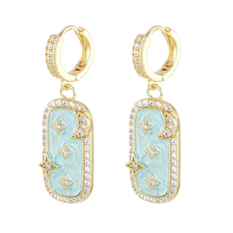 گوشواره آویز زنانه زودیکا مدل ماه و ستاره کد AAC1485