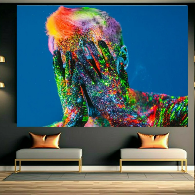 پوستر طرح مخمل آرایشگاه مردانه مدل رنگارنگ کد BK23816