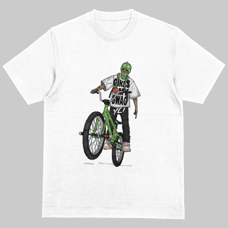 تی‌شرت آستین سه ربع مردانه مدل باکسی طرح دوچرخه سواری