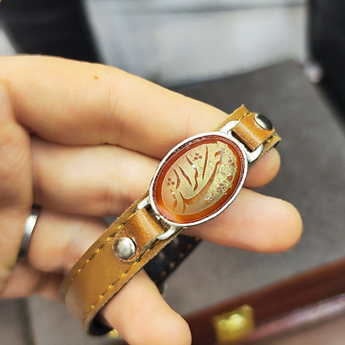 دستبند مردانه مدل سنگ عقیق خطی کد 35