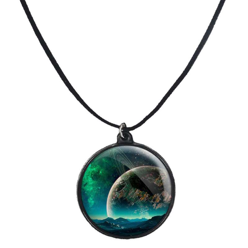 گردنبند پرمانه طرح زمین کد pmb.23523 مدل دو طرفه