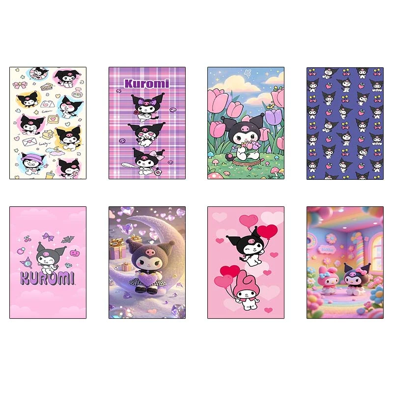 پوستر کارنيکا طرح مای ملودی و کورومی My Melody & Kuromi کد 58648 مجموعه 8 عددی