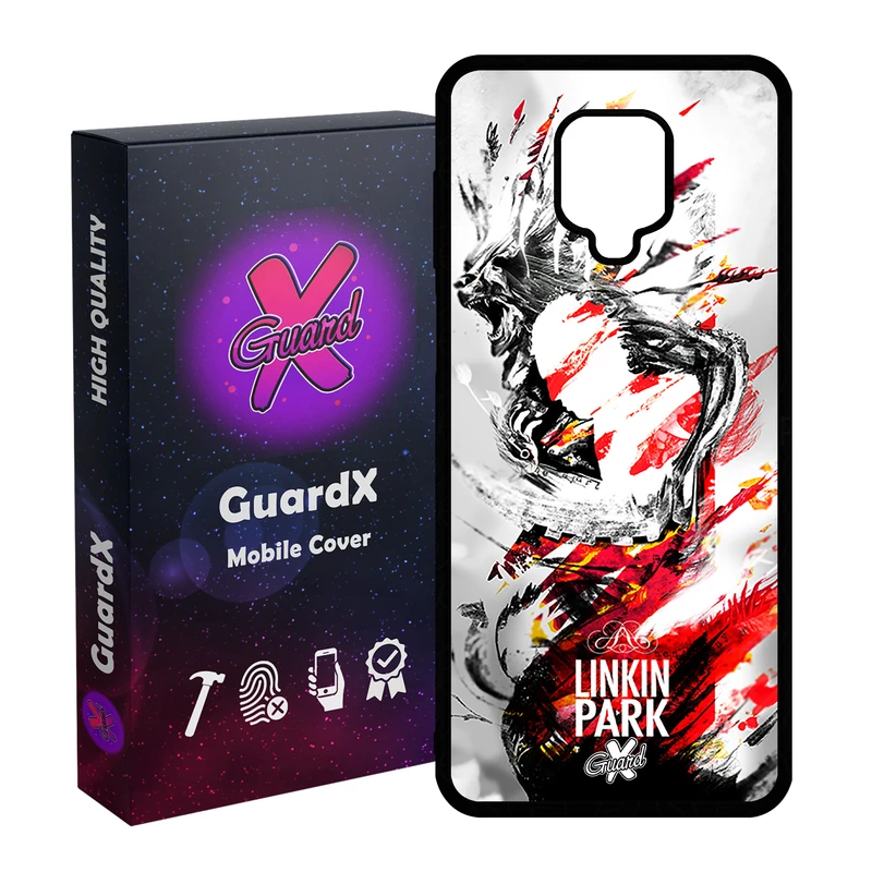 کاور گارد ایکس طرح Linkin Park مدل Glass10082 مناسب برای گوشی موبایل شیائومی Redmi Note 9S / Note 9 Pro / Note 9 Pro Max
