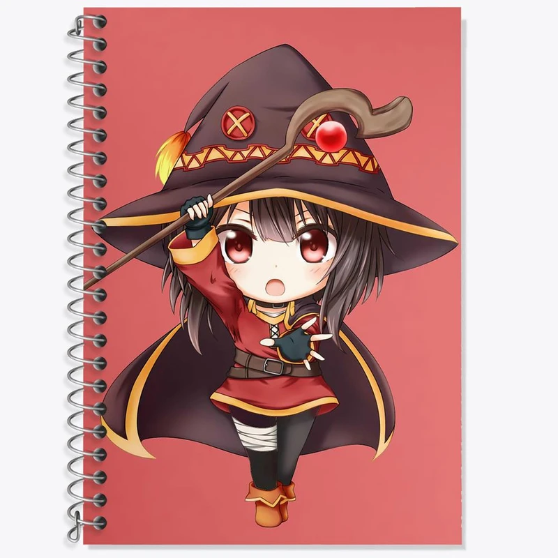 دفتر زبان 50 برگ خندالو مدل سه خط طرح مگومین انیمه کونوسوبا Konosuba کد 27327