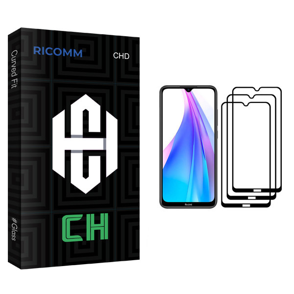 محافظ صفحه نمایش ریکام مدل CH glass مناسب برای گوشی موبایل شیائومی Redmi Note 8T بسته سه عددی