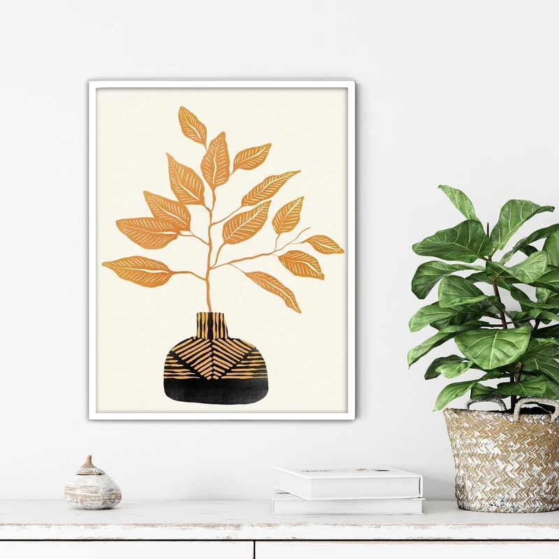 تابلو آتریسا طرح گلدان مدرن مدل ATFF195 فریم سفید