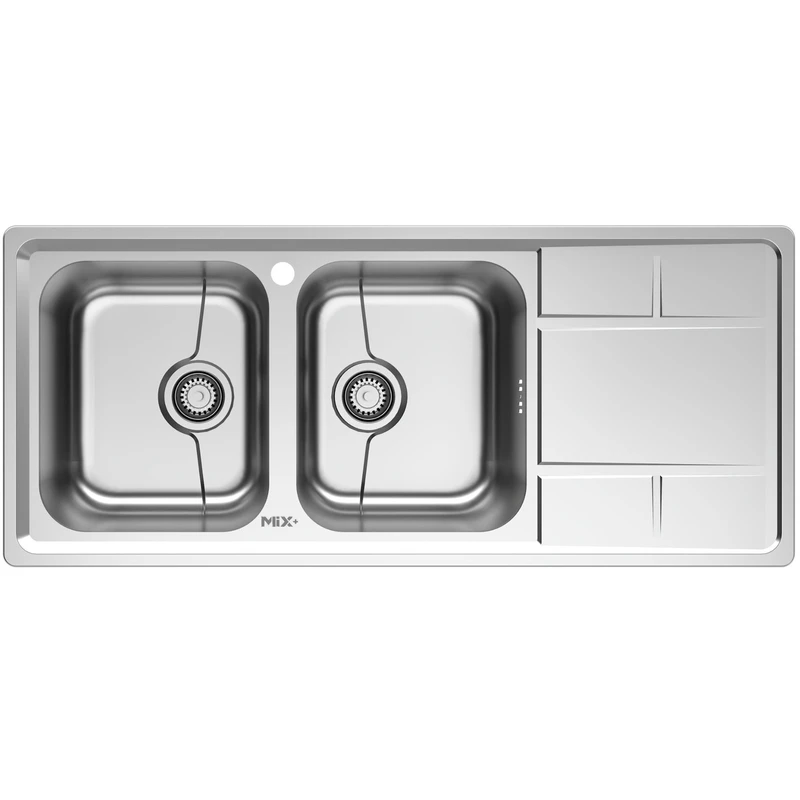 سینک ظرفشویی استیل توکار دو لگنه میکس پلاس مدل 8052-P