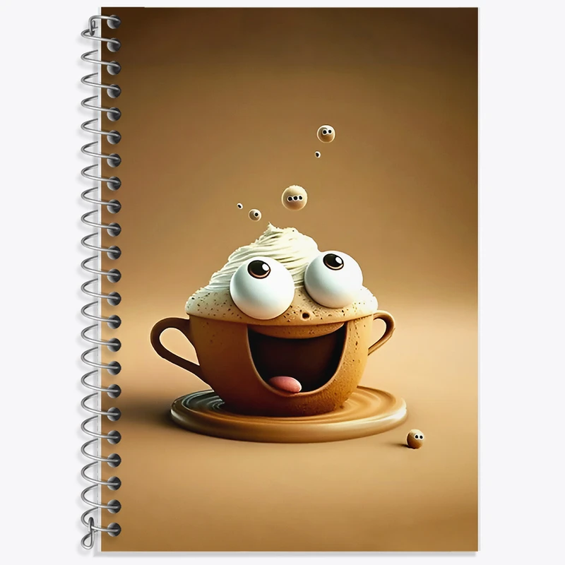 دفتر زبان 50 برگ خندالو مدل سه خط طرح فنجان کاپوچینو کد F6829