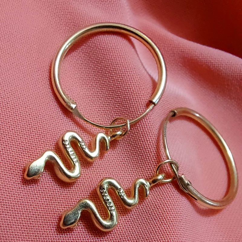 گوشواره نقره زنانه آی ام مدل مار