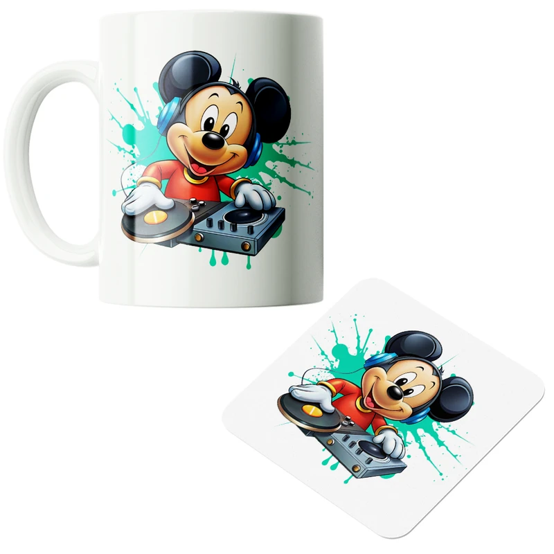 ماگ پاد آفرین مدل کارتونی میکی موس کیوت فانتزی بامزه کد PZ322 به همراه زیرلیوانی