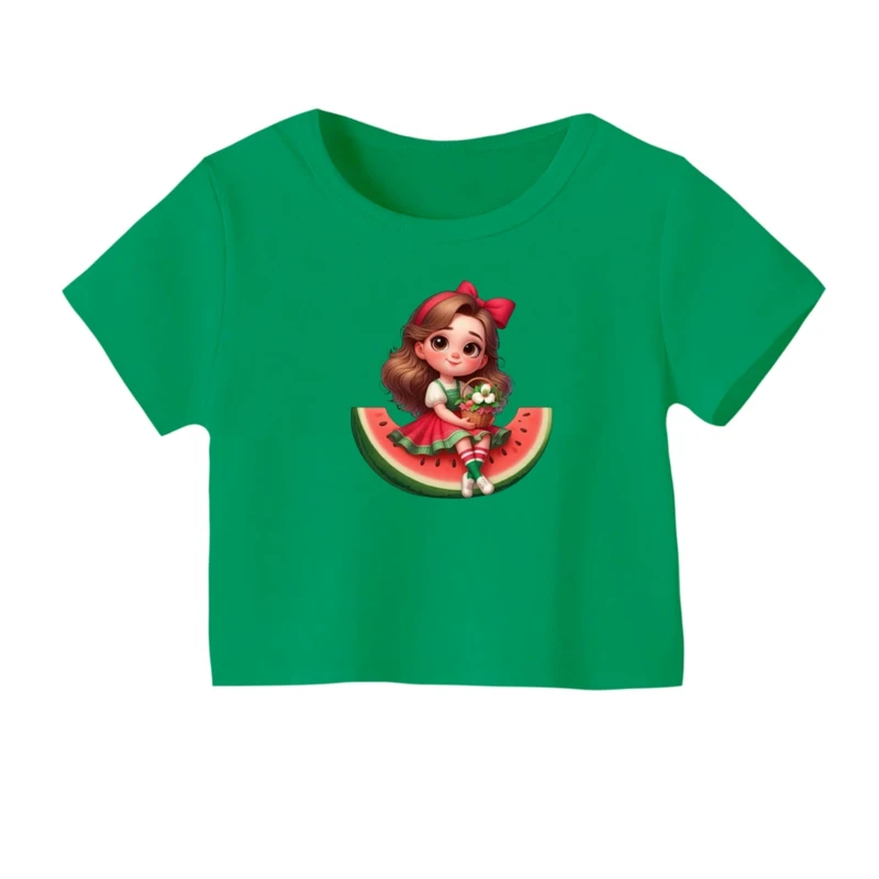 کراپ‌ تی‌شرت آستین کوتاه زنانه مدل دخترک یلدایی کد 01