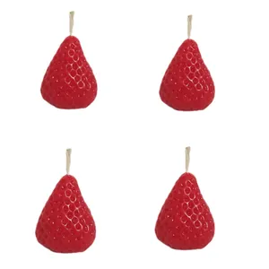 شمع دستساز مدل توت فرنگی بسته ۴ عددی