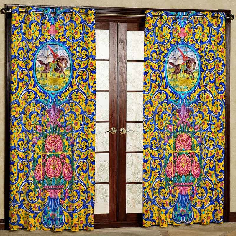 پرده مدل طرح کاشی هازان پانچی کد 1818 سایز 140x200 سانتی متر