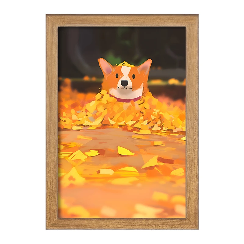 تابلو خندالو مدل سگ و پاییز کد F10617