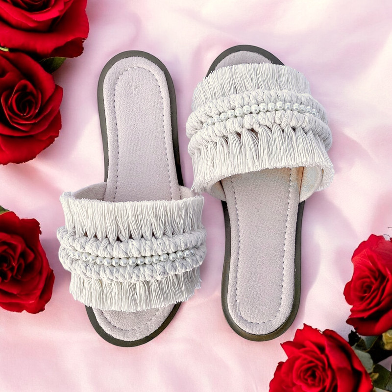 صندل زنانه مدل مکرومه کرم