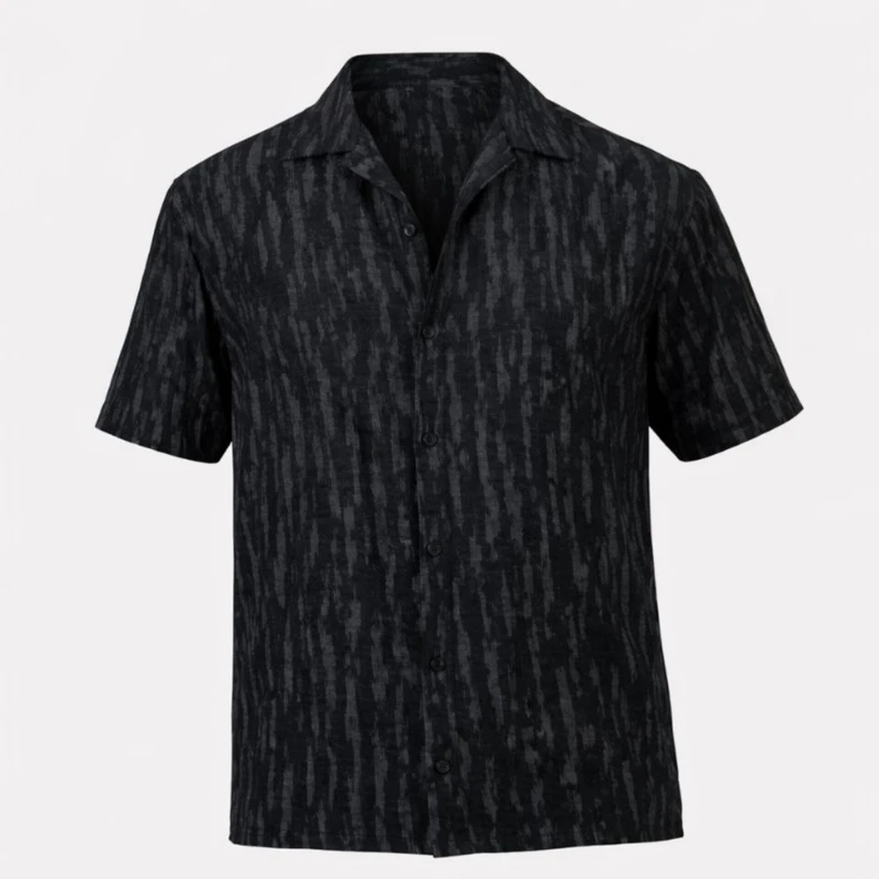 پیراهن آستین کوتاه یقه برگردان مردانه مدل خط خطی کد 33