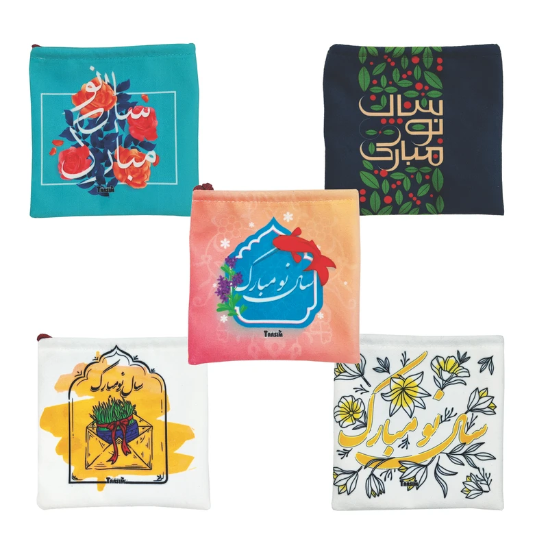 کیسه هدیه مدل سال نو کد TB-001 مجموعه 5 عددی 