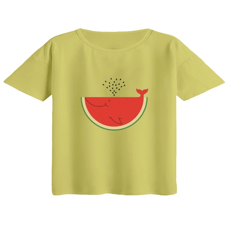 کراپ تی‌شرت آستین کوتاه زنانه مدل هندوانه یلدایی کد15