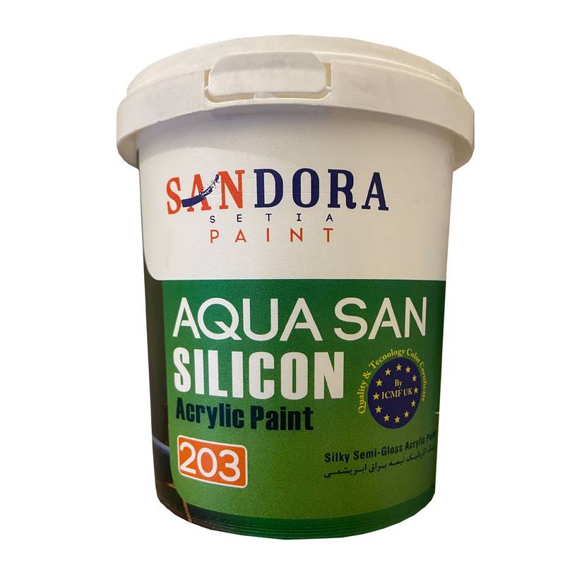 رنگ اکرلیک سفید ساندورا مدل SILKY وزن 1 کیلو گرم