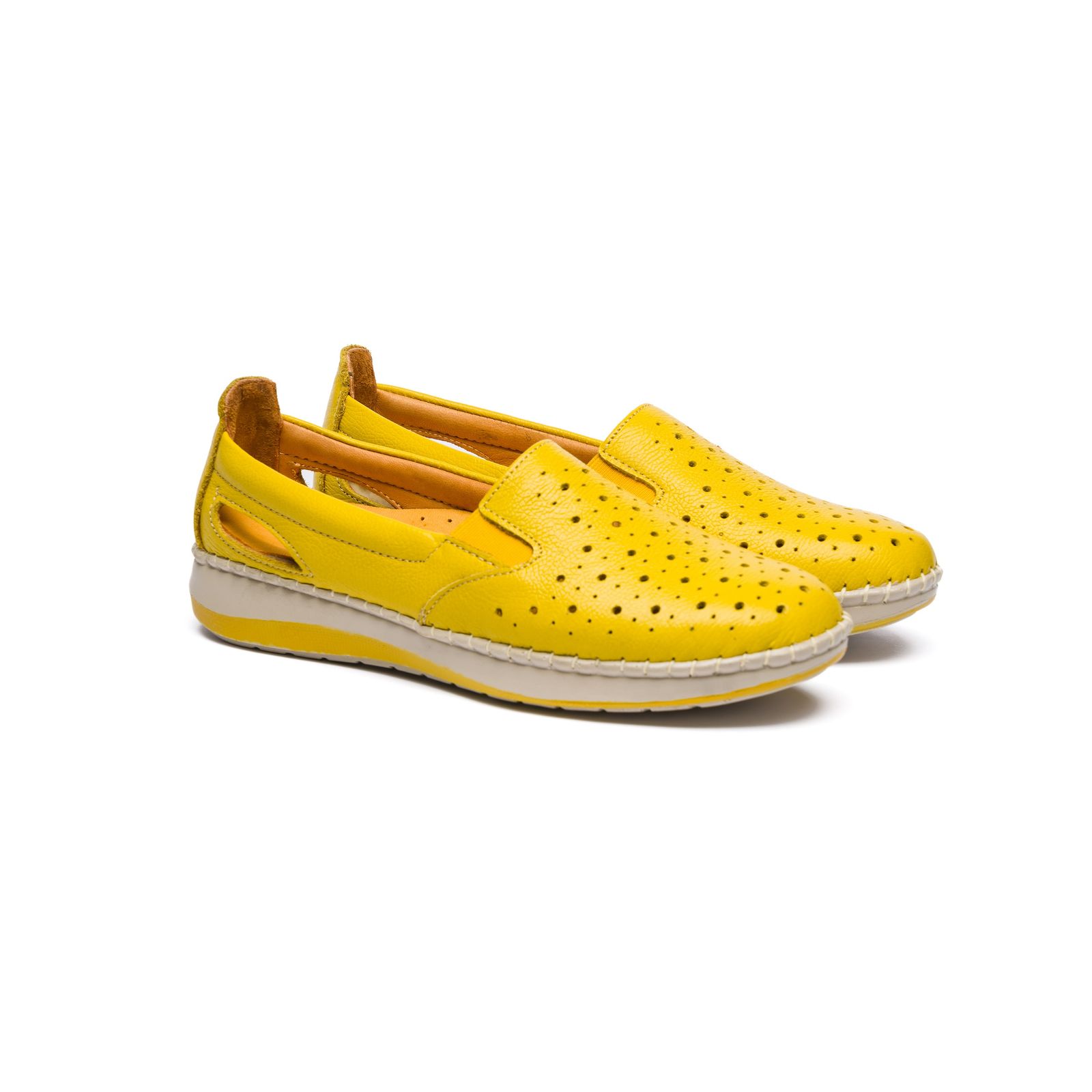 کفش طبی زنانه مدل مدل آنیس تابستانی تمام چرم رنگ زرد -  - 2