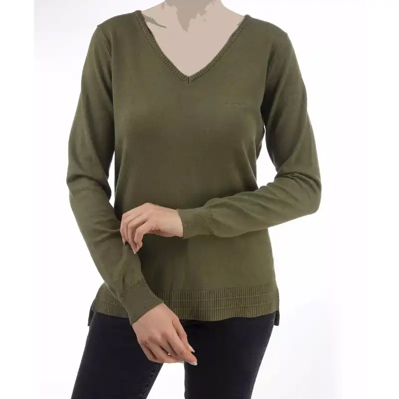 پلیور زنانه جوتی جینز مدل یقه هفت کد 1221134 رنگ زیتونی