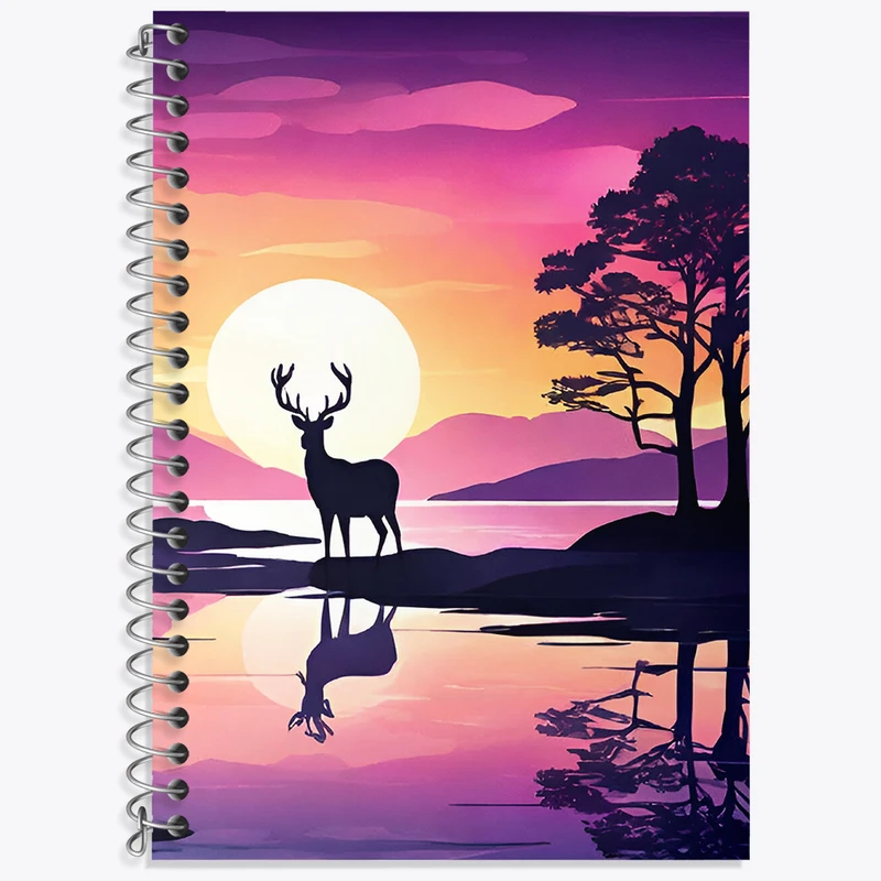 دفتر زبان 50 برگ خندالو مدل سه خط طرح منظره غروب کد N3363