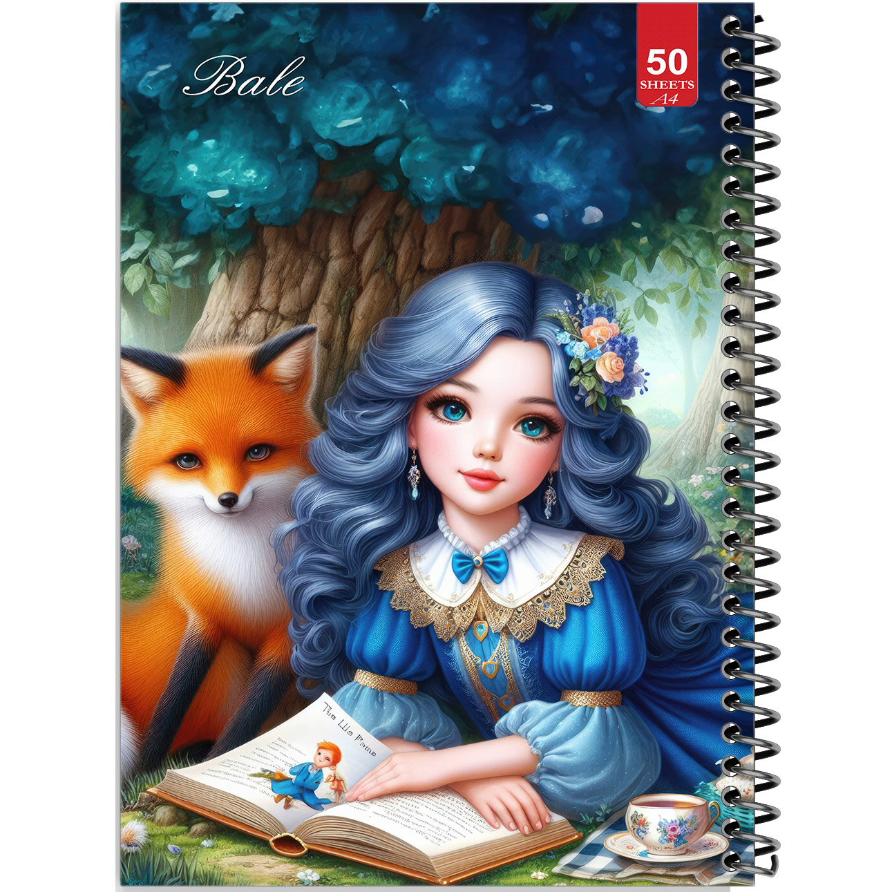 دفتر نقاشی 50 برگ انتشارات بله طرح دختر و روباه کد A4-L513