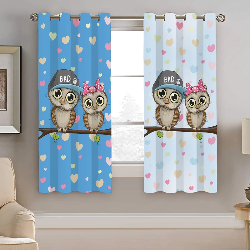 پرده نیروانا طرح جغد کودک مدل مخمل کد 4130 سایز 140×200 سانتی متر