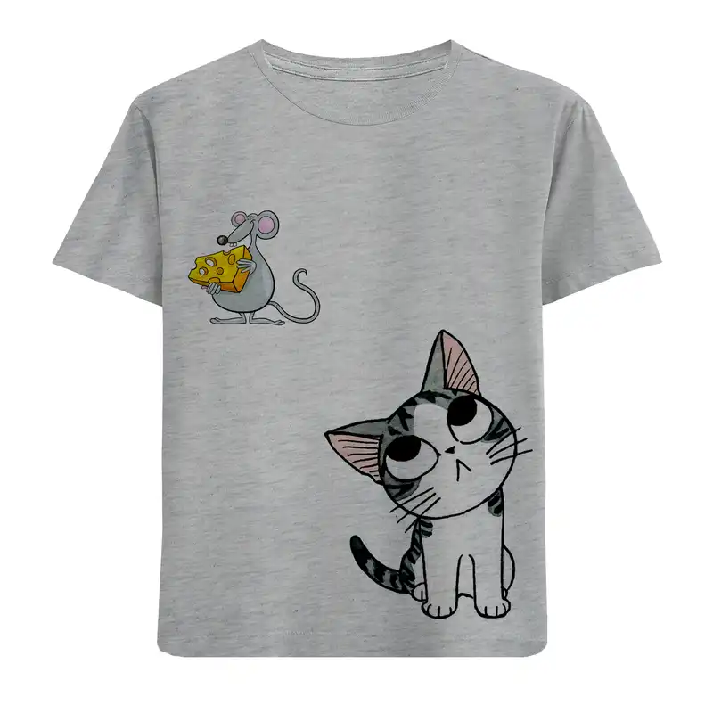 تی شرت آستین کوتاه بچگانه مدل بچه گربه D297