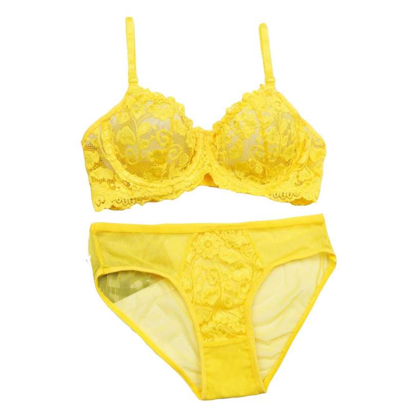 ست شورت و سوتین زنانه مدل مدل سی‌سی رنگ زرد