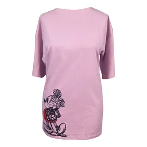 تی شرت لانگ آستین کوتاه زنانه مدل میکی موس کد 1676 رنگ صورتی
