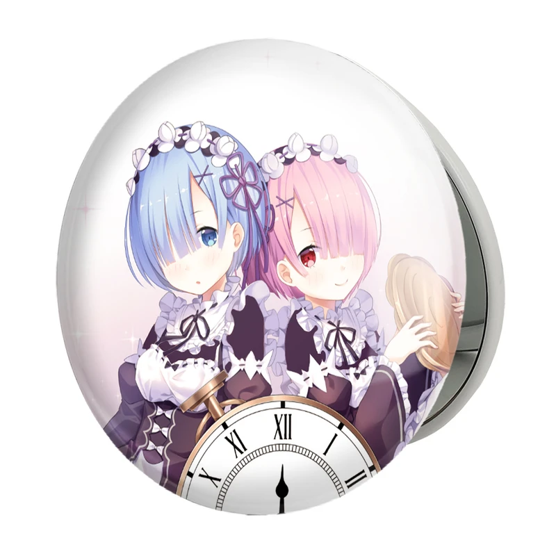 آینه جیبی خندالو طرح رام و رم انیمه ری زیرو ReZero مدل تاشو کد 12848 