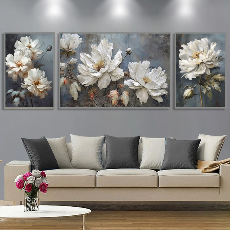 تابلو مدل دکوراتیو مدرن طرح گلهای میخک مجموعه سه عددی