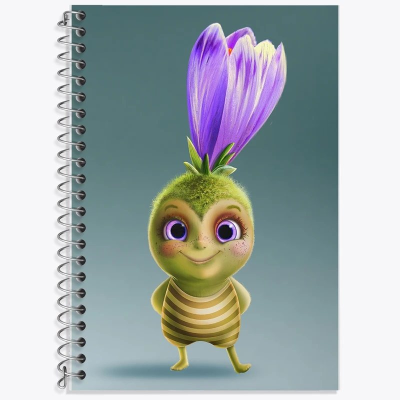 دفتر لغت 50 برگ خندالو طرح گل کیوت کد F388