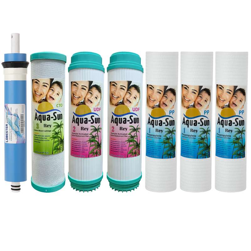 فیلتر دستگاه تصفیه آب آکوا سان ری مدل New Aqa sun-112 مجموعه 6 عددی به همراه فیلتر لابستر مدل 13Layers