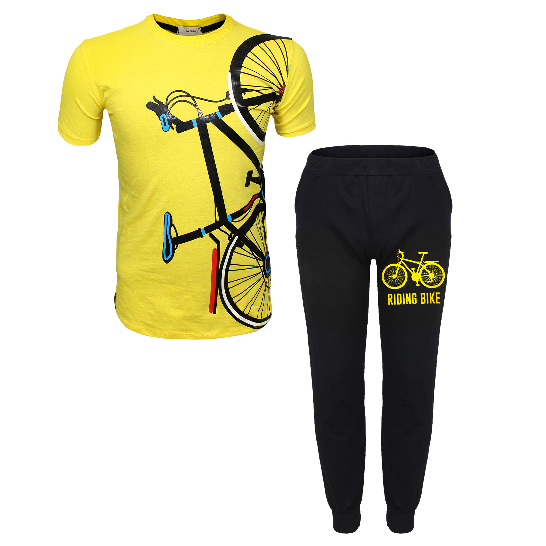 نقد و بررسی ست تی شرت و شلوار پسرانه مدل Standing bike رنگ زرد توسط خریداران
