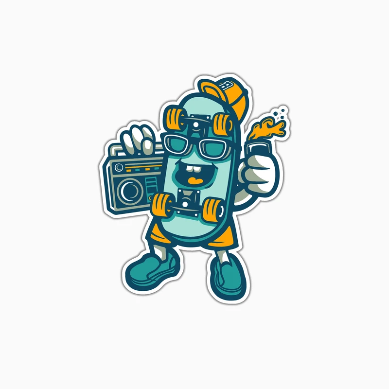 استیکر لپ تاپ و موبایل بووم طرح اسکیت خندان کد KM16