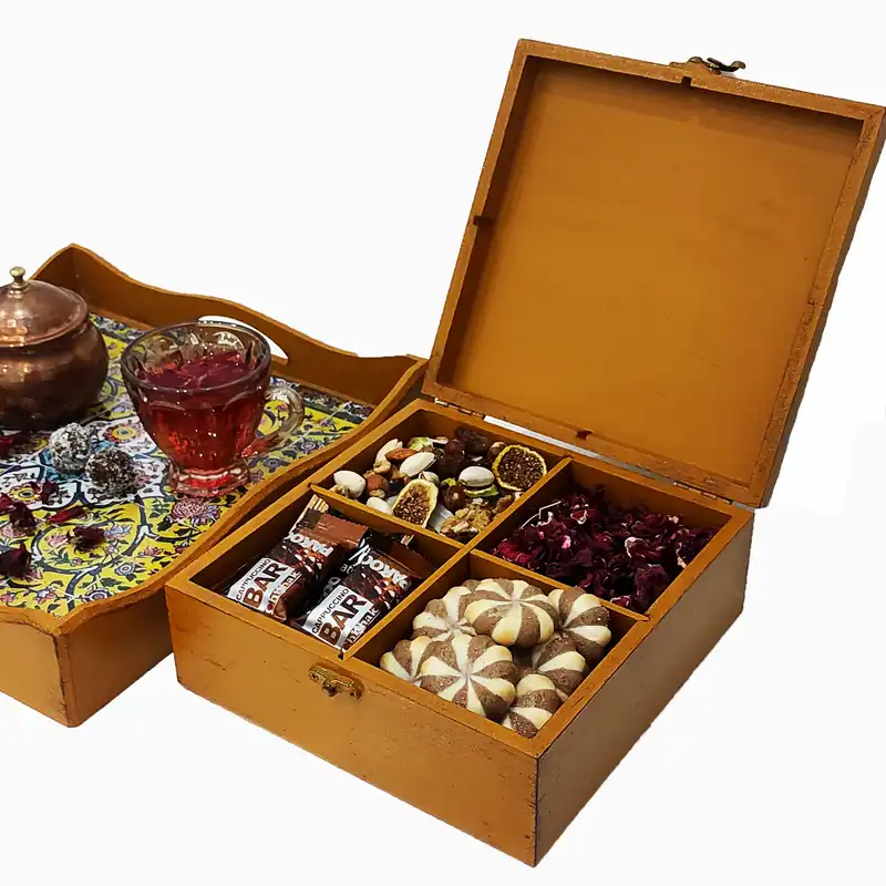 جعبه پذیرایی طرح کاشی کد 3020 به همراه سینی