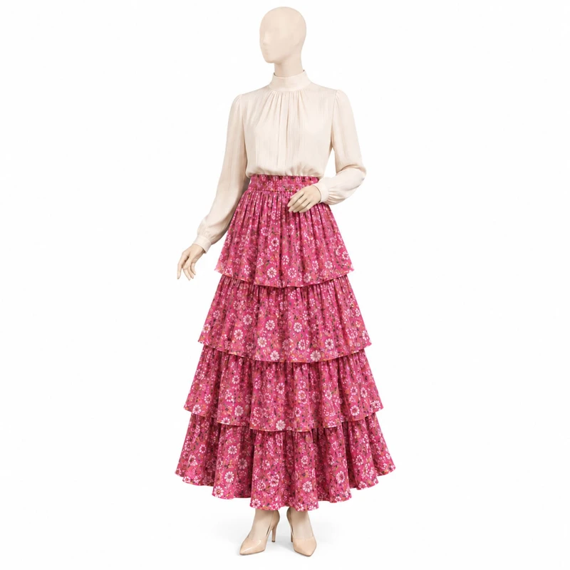 دامن چیندار زنانه مدل گلگلی