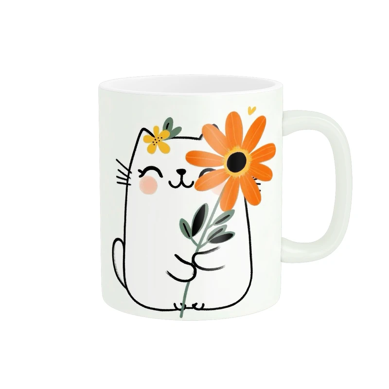 ماگ پاد آفرین طرح گربه وگل کد 2706