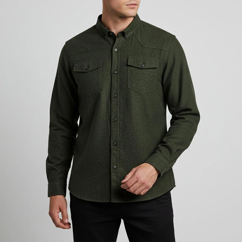 پیراهن آستین بلند یقه برگردان مردانه ال سی وایکیکی مدل W436624Z8