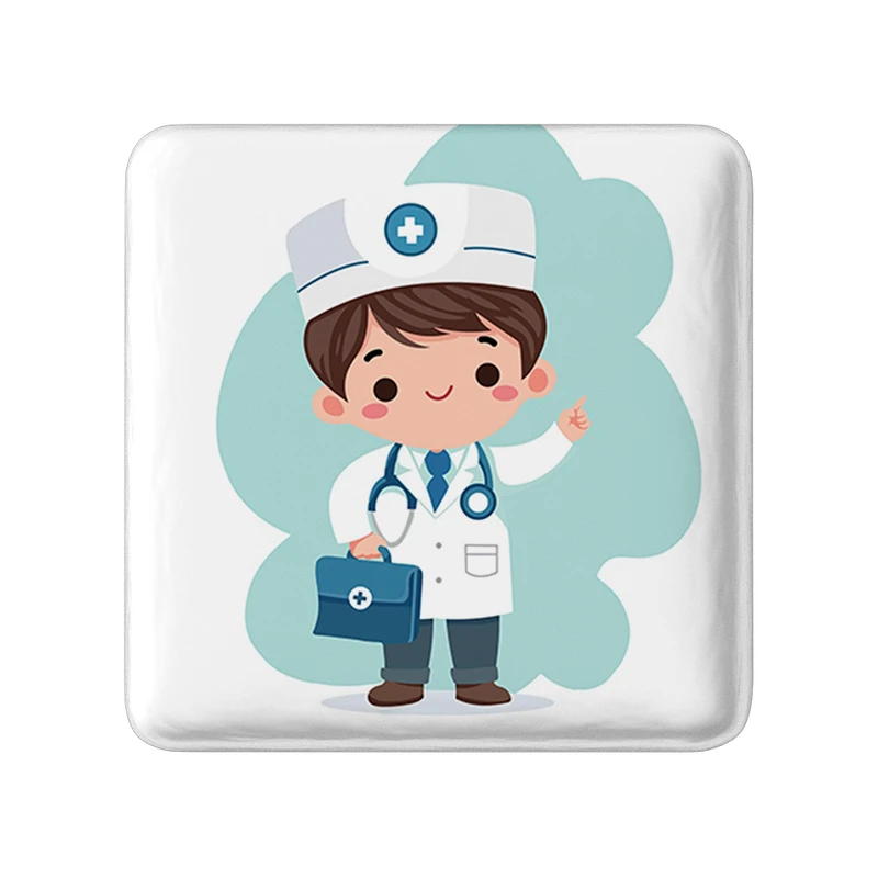 پیکسل خندالو طرح پزشک و پرستار کودکانه مدل مربعی کد 36509