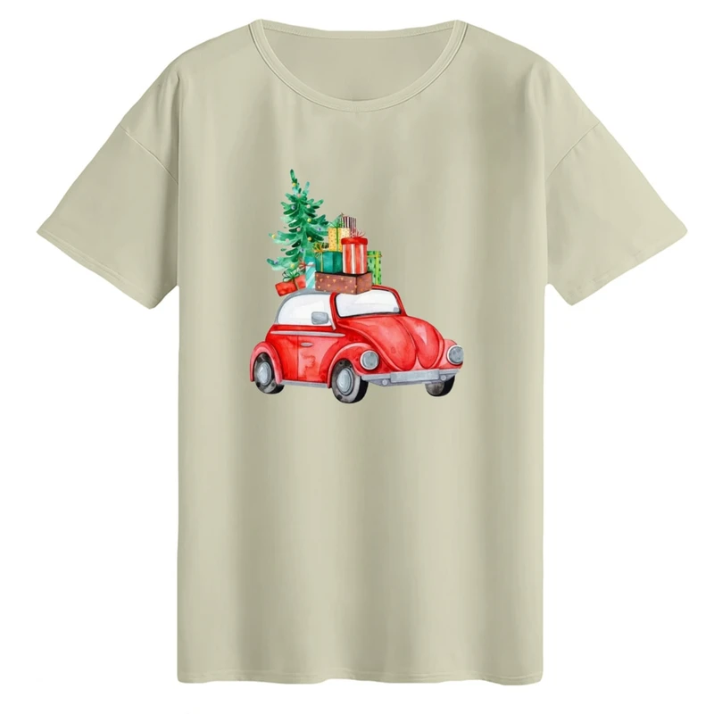 تی‌شرت لانگ آستین کوتاه زنانه مدل ماشین کریسمس