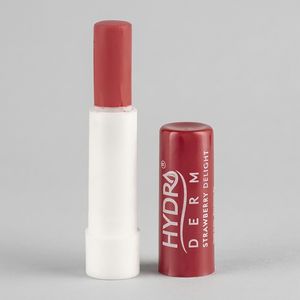 بالم لب مرطوبکننده هیدرودرم مدل STRAWBERRY DELIGHT بدون الکل و پارابن با عصاره توتفرنگی مناسب پوست خشک و حساس بانوان، بستهبندی ماتیکی و رنگ قرمز روشن